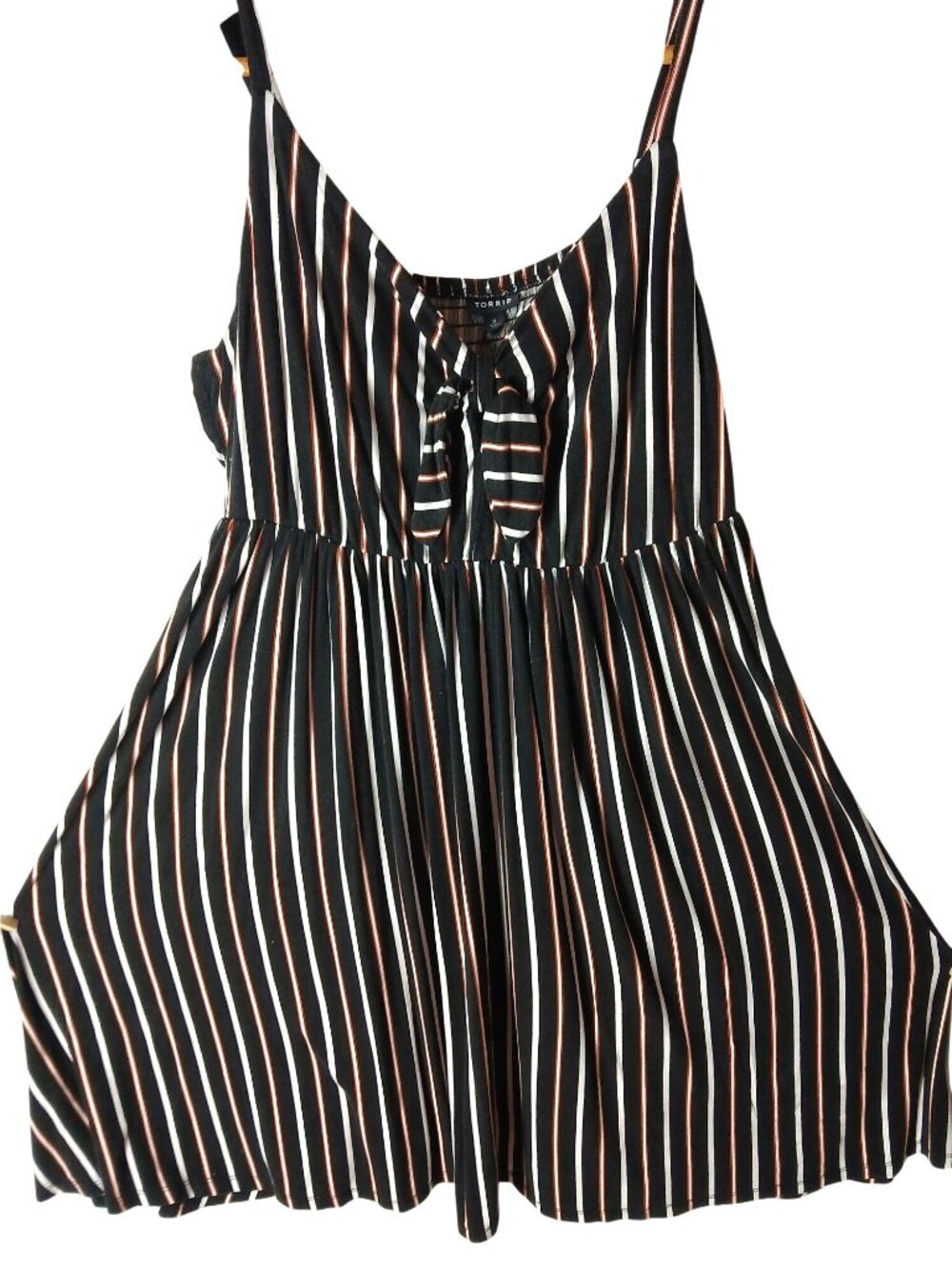 Torrid Womens Plus Striped Sleeveless Black Striped Tie Dress Size 3 3X Skater